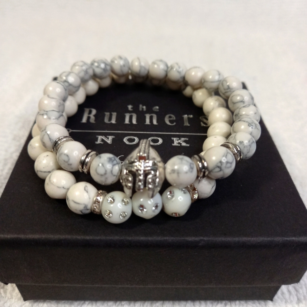 2 pieces Stackable Vintage Lava Stone Beads Spartan Bracelet